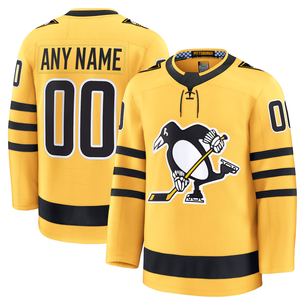 Seanshop Custom P.Penguins Gold Alternate Premium Jerseys