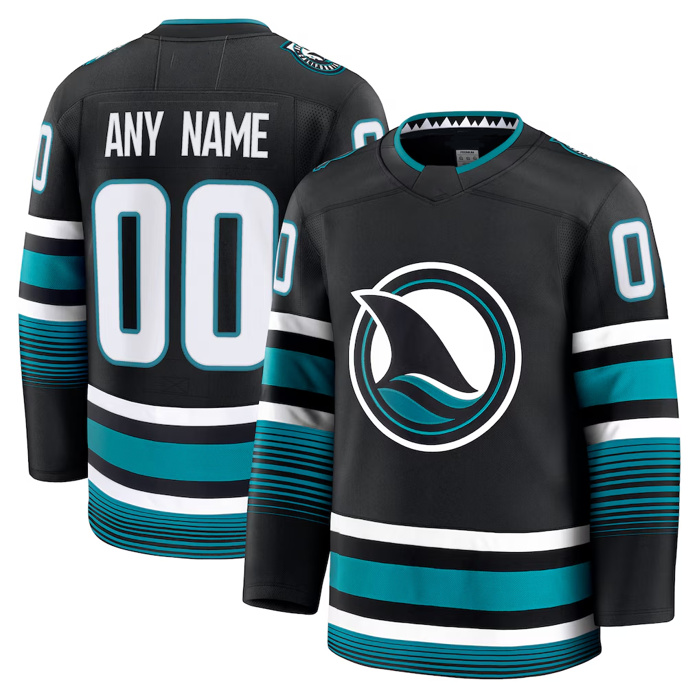 Seanshop Custom SJ.Sharks Black Alternate Premium Jerseys