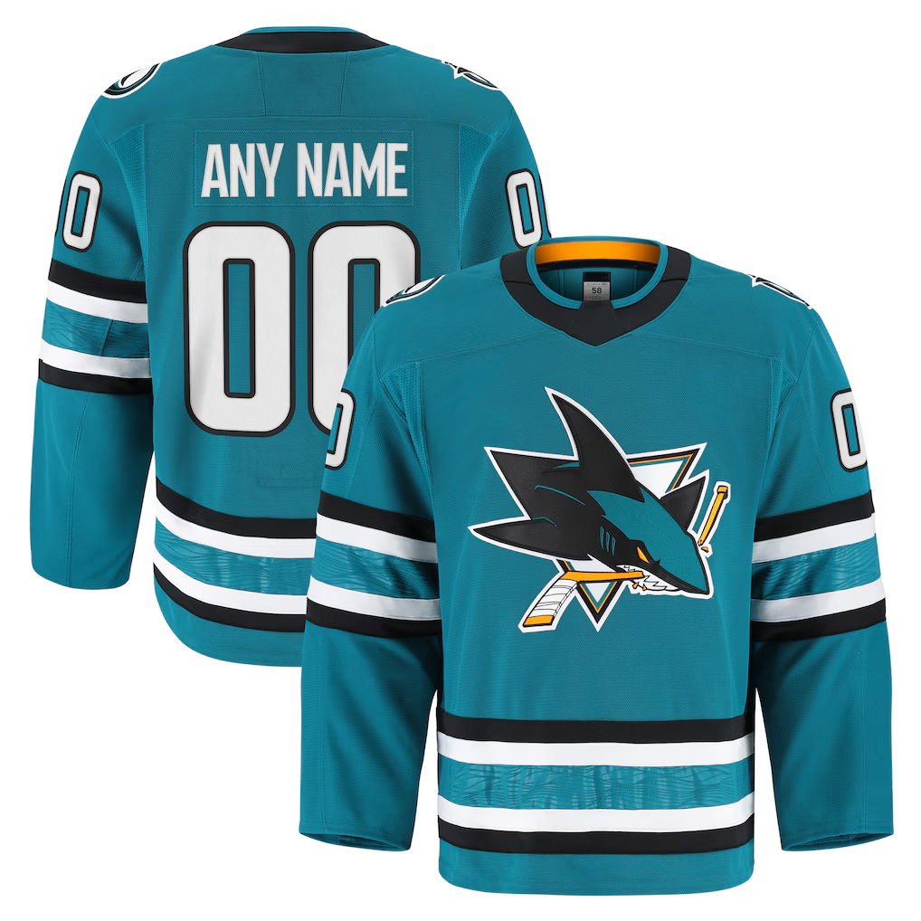 Seanshop Custom SJ.Sharks Teal Home Authentic Pro Jerseys
