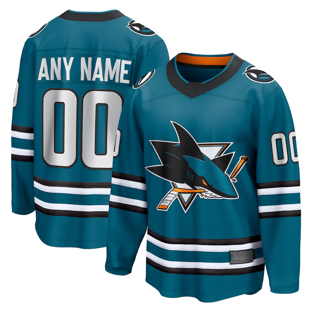 Seanshop Custom SJ.Sharks Teal Home Breakaway Jerseys