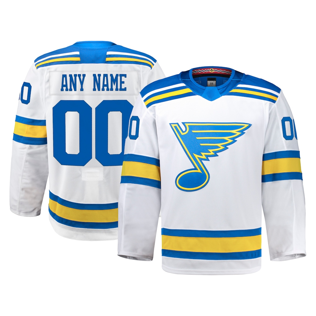 Seanshop Custom SL.Blues White Away Authentic Pro Jerseys