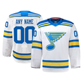 Seanshop Custom SL.Blues White Away Authentic Pro Jerseys