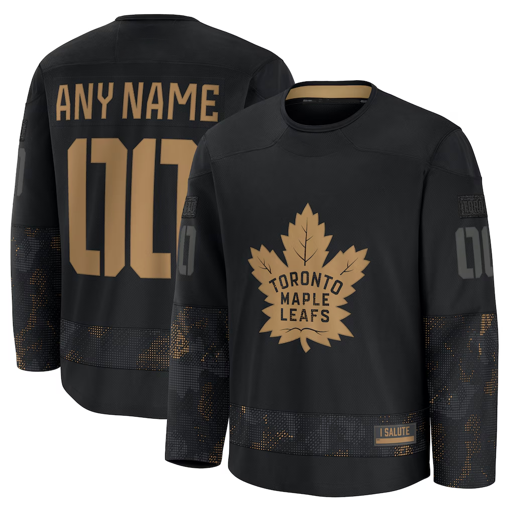 Seanshop Custom TM.Leafs Black 2024 Military Appreciation Practice Jerseys