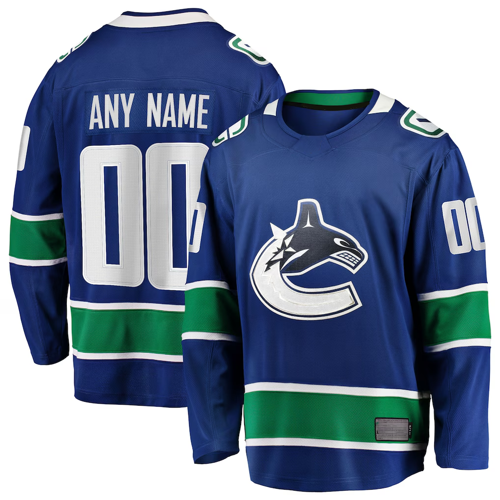 Seanshop Custom V.Canucks Blue Home Team Breakaway Jerseys