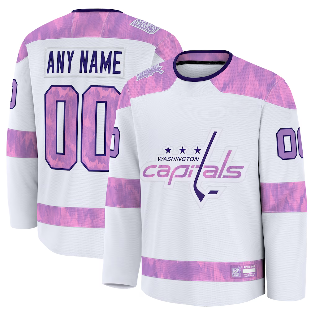 Seanshop Custom W.Capitals White 2024 Hockey Fights Cancer Practice Jerseys