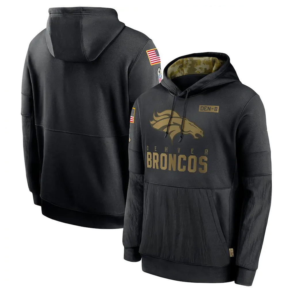 Seanshop D.Broncos Black Salute to Service Pullover Hoodies Limited Blank Player Stitched Jerseys