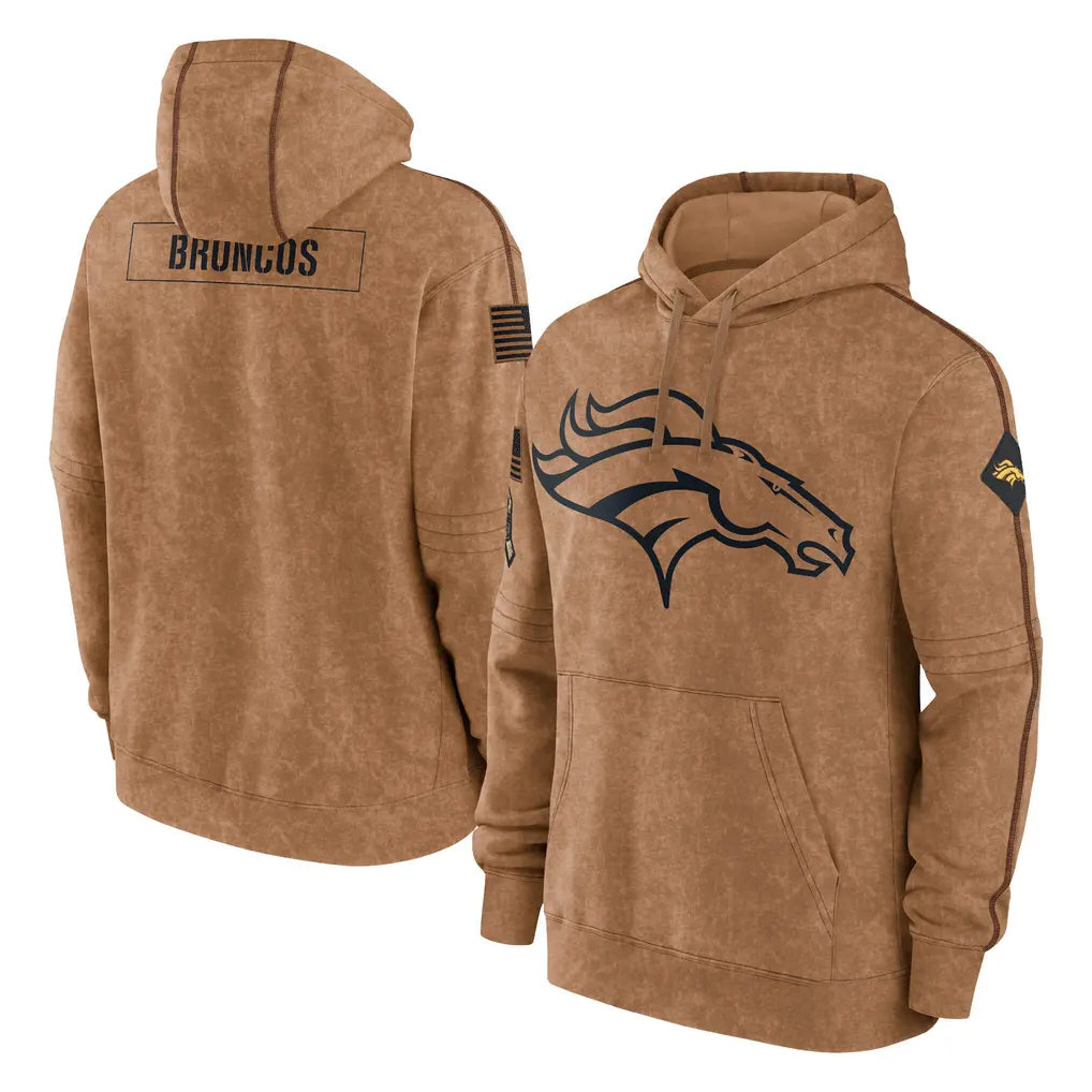 Seanshop D.Broncos Brown Salute to Service Hoodies Limited Game Blank Player Stitched Jerseys