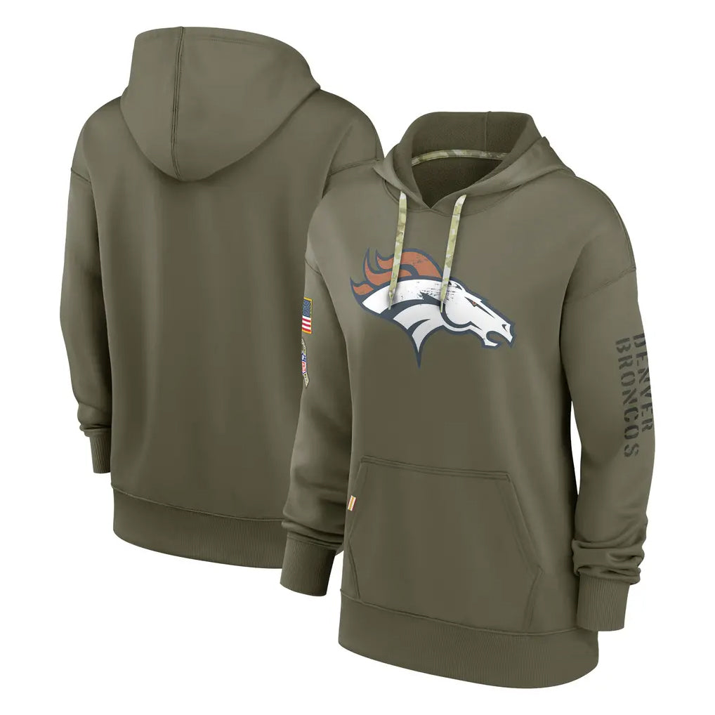 Seanshop D.Broncos Olive Salute to Service Pullover Hoodies Limited Blank Player Stitched Jerseys
