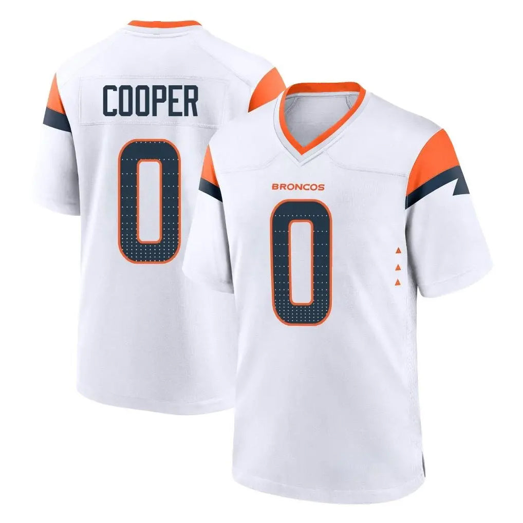 Seanshop D.Broncos #0 Jonathon Cooper Player White Home Game Stitched Jerseys