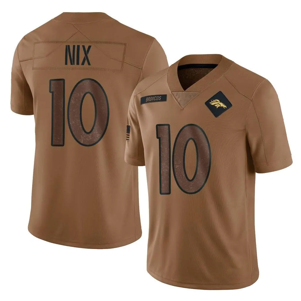 Seanshop D.Broncos #10 Bo Nix Player Brown Salute To Service Limited Stitched Jerseys