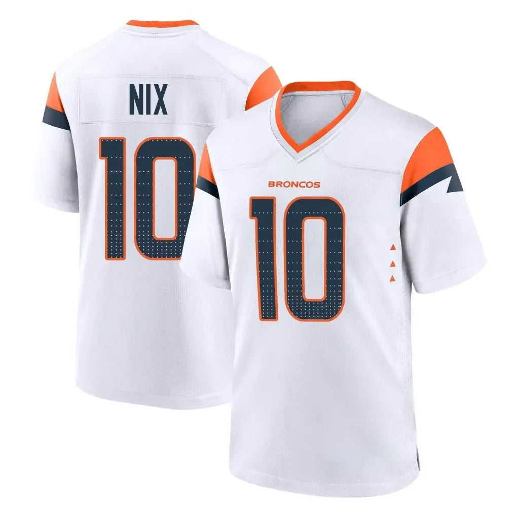 Seanshop D.Broncos #10 Bo Nix Player White Home Game Stitched Jerseys