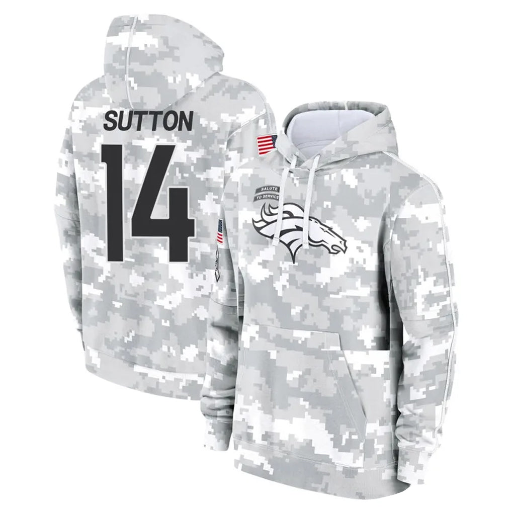Seanshop D.Broncos #14 Courtland Sutton Player Arctic Camo Salute to Service Hoodies Limited Game Stitched Jerseys