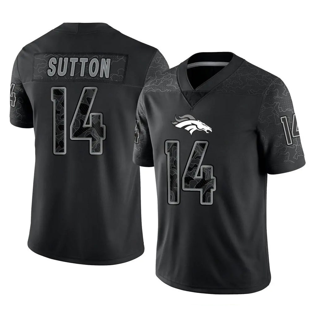 Seanshop D.Broncos #14 Courtland Sutton Player Black Reflective Limited Stitched Jerseys