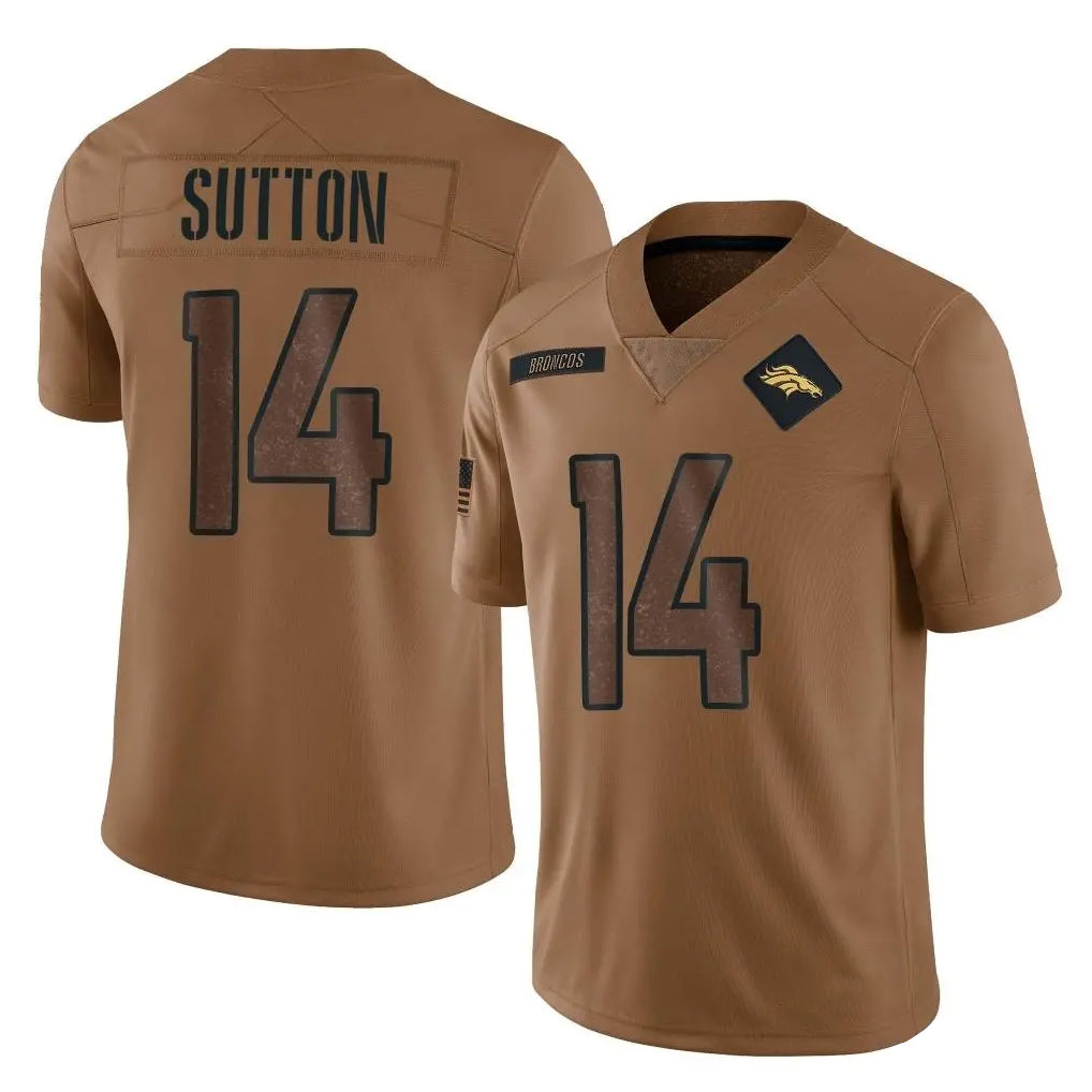 Seanshop D.Broncos #14 Courtland Sutton Player Brown Salute To Service Limited Stitched Jerseys