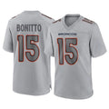 Seanshop D.Broncos #15 Nik Bonitto Player Gray Atmosphere Fashion Limited Game Stitched Jerseys