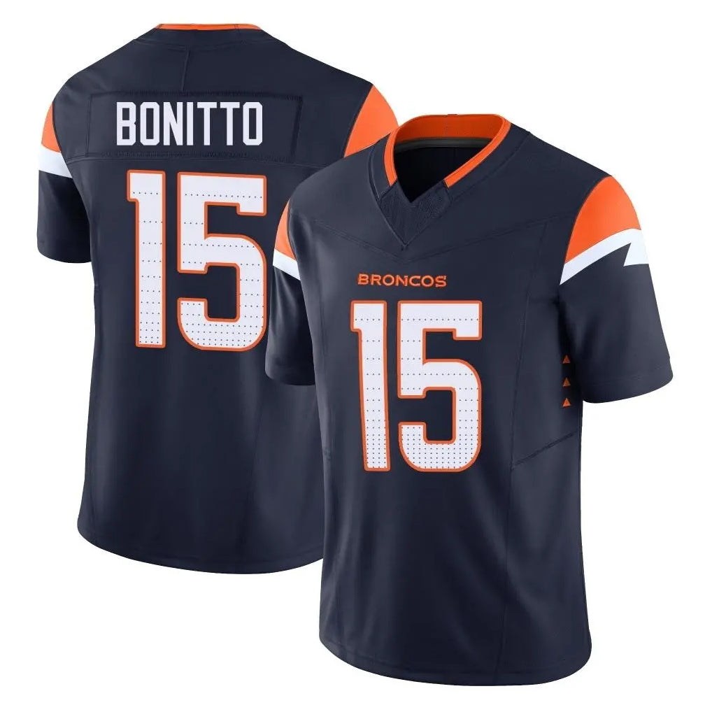 Seanshop D.Broncos #15 Nik Bonitto Player Navy Limited Vapor F.U.S.E. Home Game Stitched Jerseys