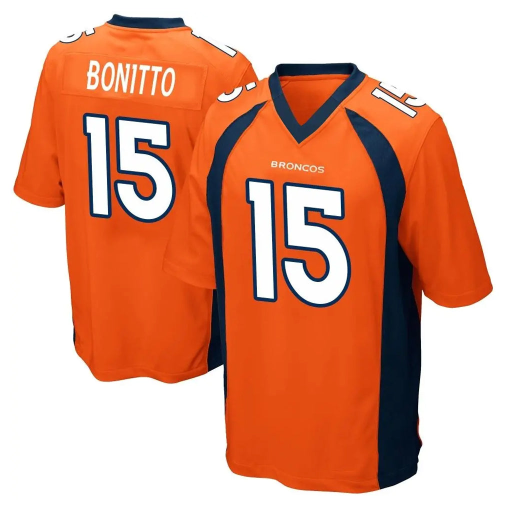 Seanshop D.Broncos #15 Nik Bonitto Player Orange Color Home Game Stitched Jerseys