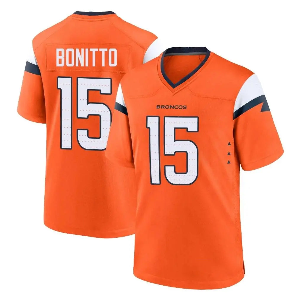 Seanshop D.Broncos #15 Nik Bonitto Player Orange Home Game Stitched Jerseys