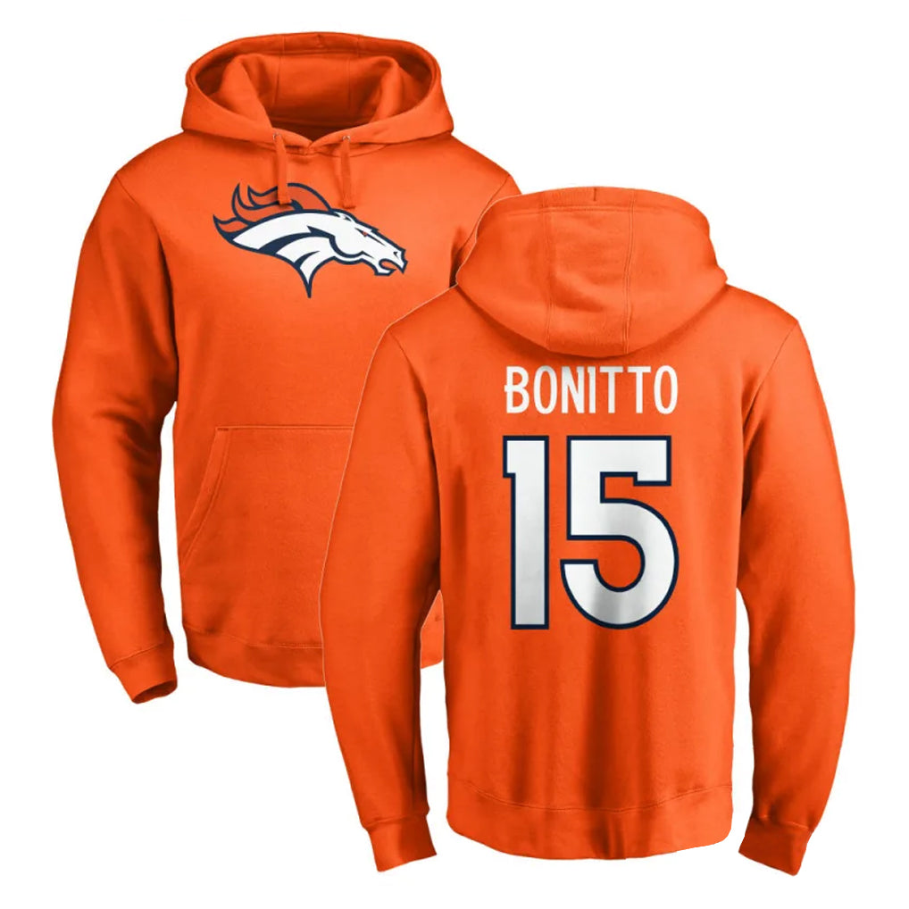 Seanshop D.Broncos #15 Nik Bonitto Player Orange Pullover Hoodie Limited Stitched Jerseys
