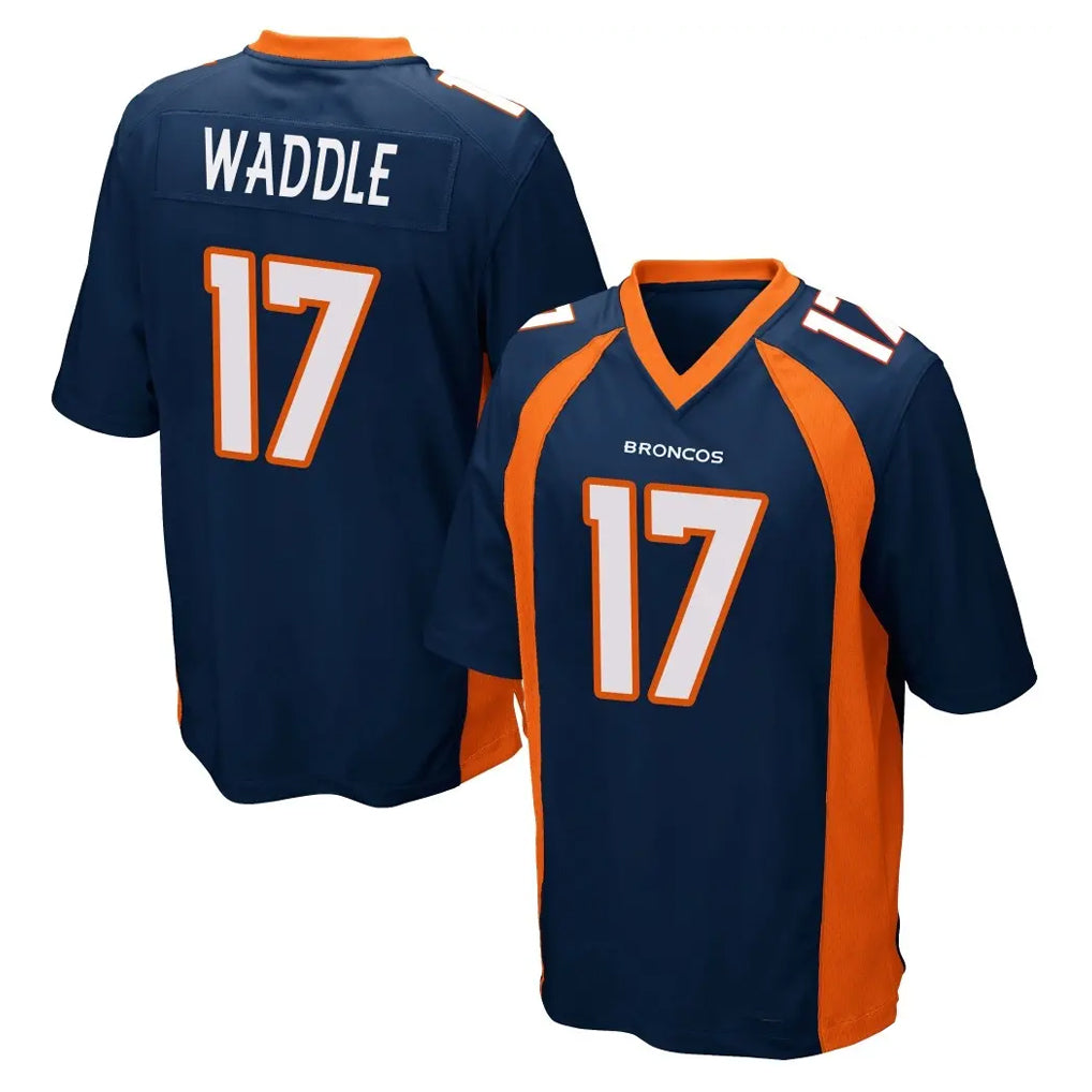 Seanshop D.Broncos #17 Jaylen Waddle Player Navy Game Stitched Jerseys