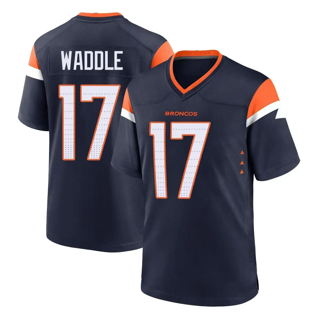 Seanshop D.Broncos #17 Jaylen Waddle Player Navy Home Game Stitched Jerseys