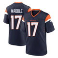Seanshop D.Broncos #17 Jaylen Waddle Player Navy Home Game Stitched Jerseys