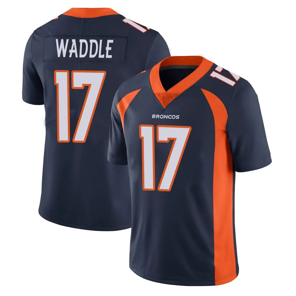 Seanshop D.Broncos #17 Jaylen Waddle Player Navy Vapor Untouchable Limited Game Stitched Jerseys