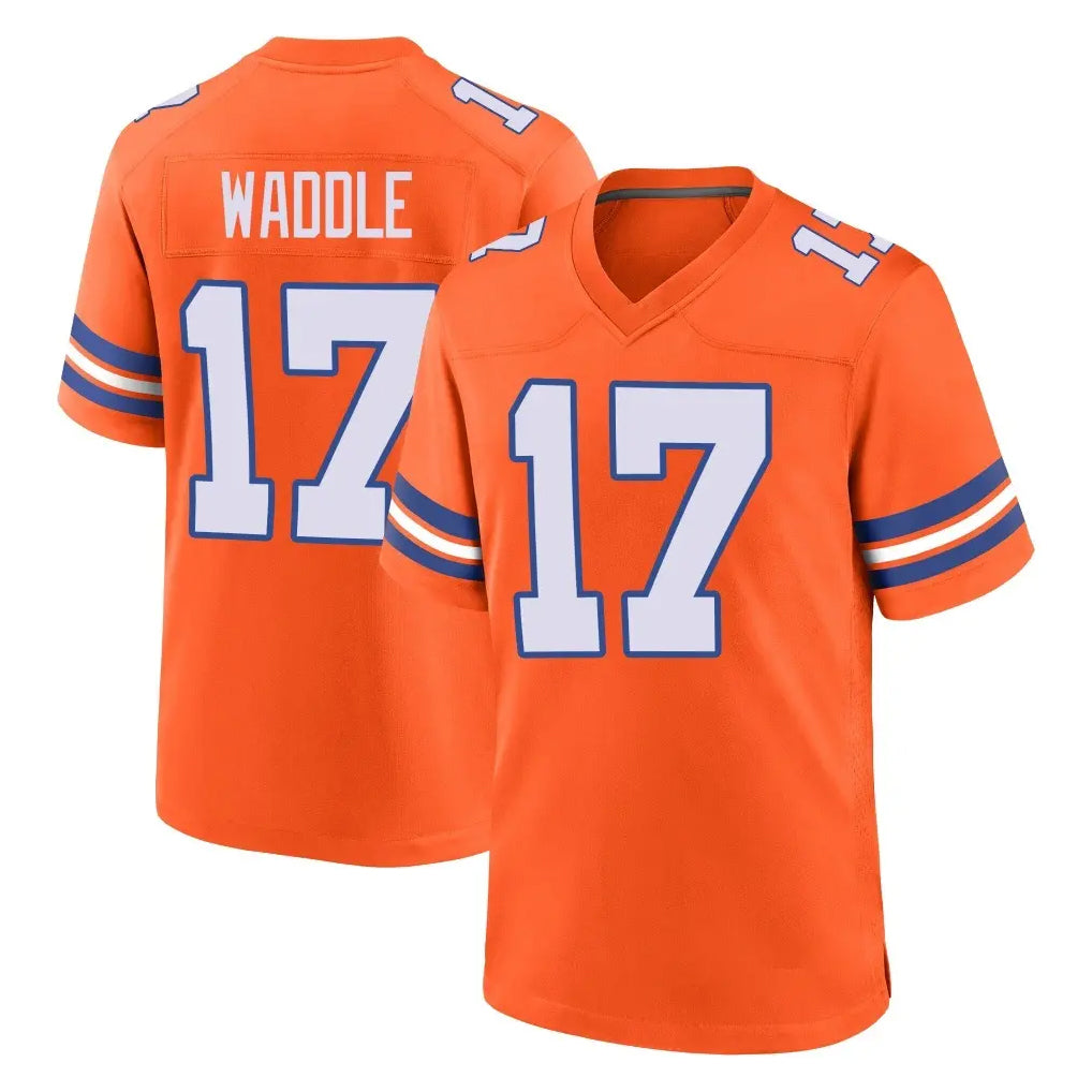 Seanshop D.Broncos #17 Jaylen Waddle Player Orange Alternate Collection Throwback Game Stitched Jerseys