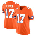Seanshop D.Broncos #17 Jaylen Waddle Player Orange Limited Alternate Vapor F.U.S.E. Throwback Game Stitched Jerseys