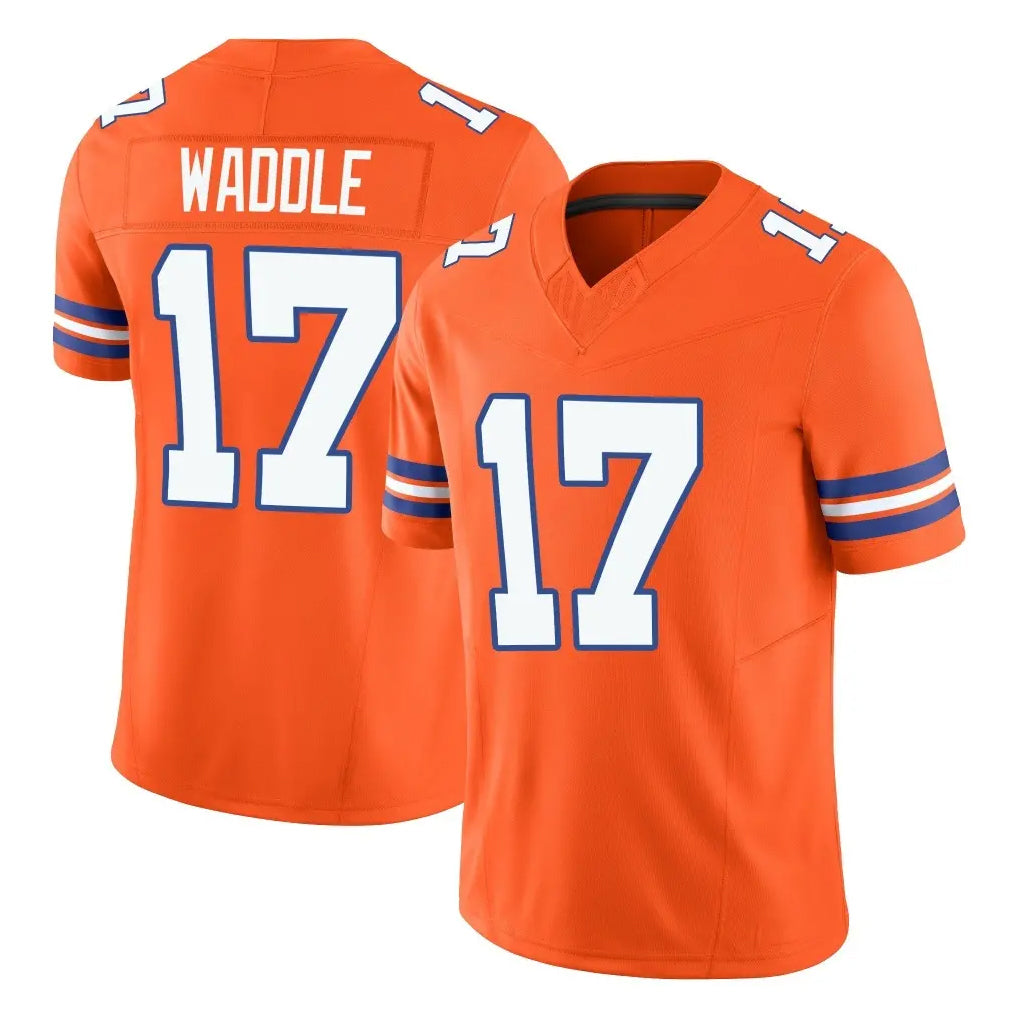 Seanshop D.Broncos #17 Jaylen Waddle Player Orange Limited Alternate Vapor F.U.S.E. Throwback Game Stitched Jerseys