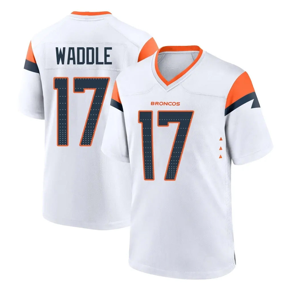 Seanshop D.Broncos #17 Jaylen Waddle Player White Home Game Stitched Jerseys