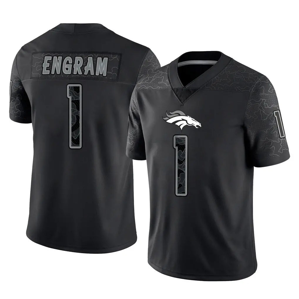 Seanshop D.Broncos #1 Evan Engram Player Black Reflective Limited Stitched Jerseys