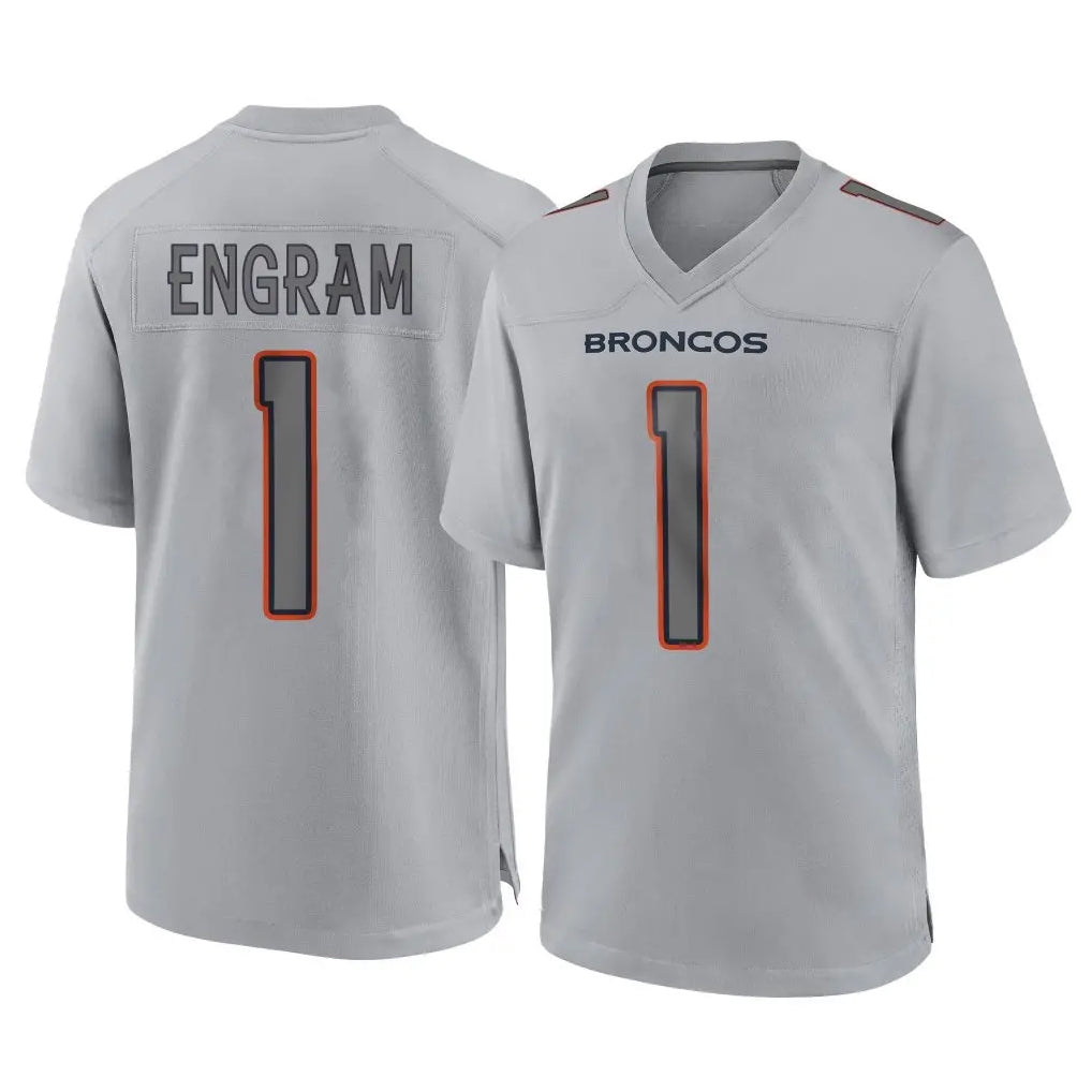 Seanshop D.Broncos #1 Evan Engram Player Gray Atmosphere Fashion Limited Game Stitched Jerseys