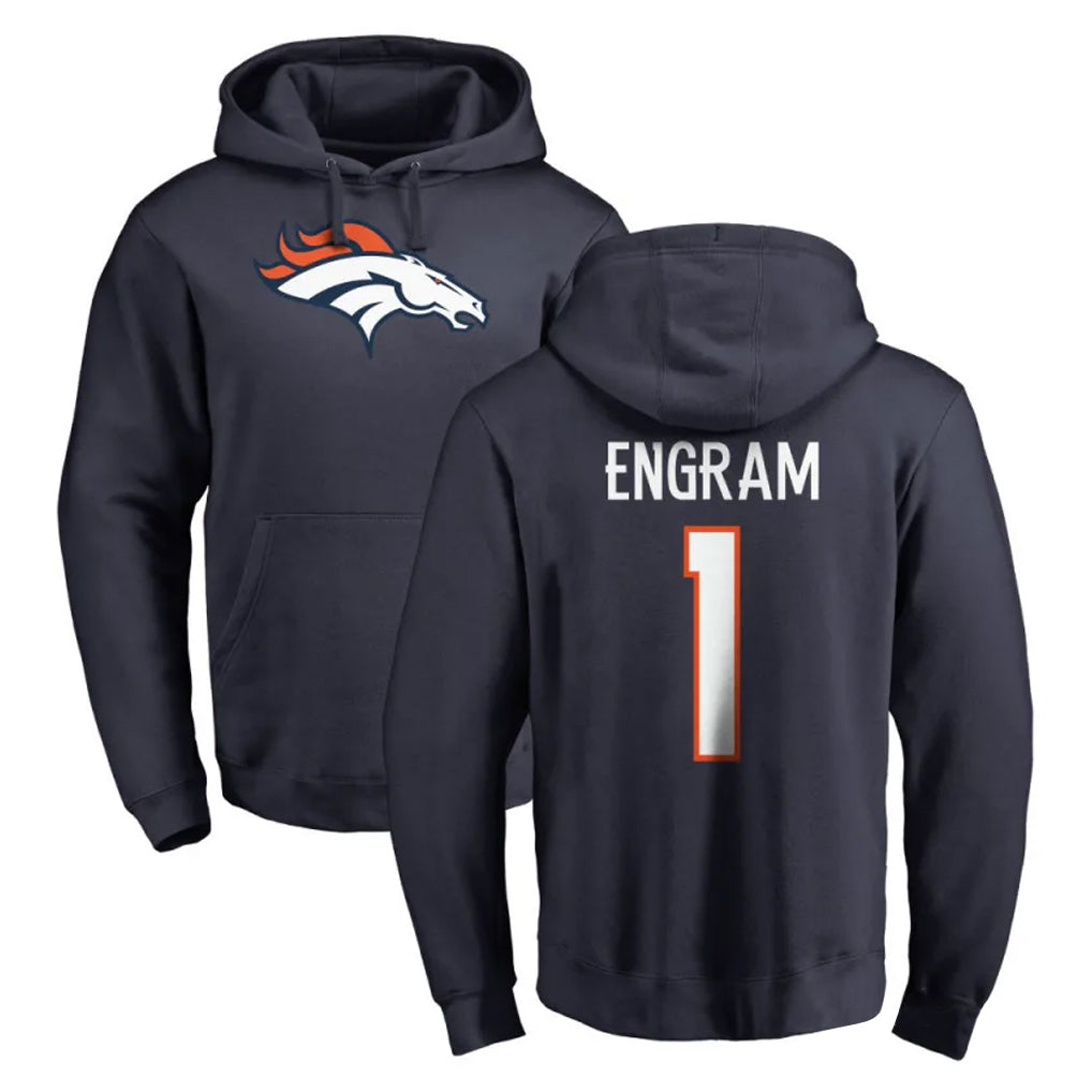 Seanshop D.Broncos #1 Evan Engram Player Navy Pullover Hoodie Limited Stitched Jerseys
