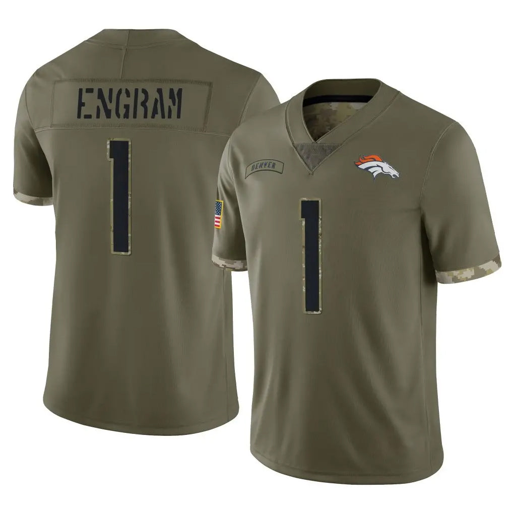 Seanshop D.Broncos #1 Evan Engram Player Olive Salute To Service Limited Stitched Jerseys