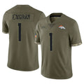 Seanshop D.Broncos #1 Evan Engram Player Olive Salute To Service Limited Stitched Jerseys