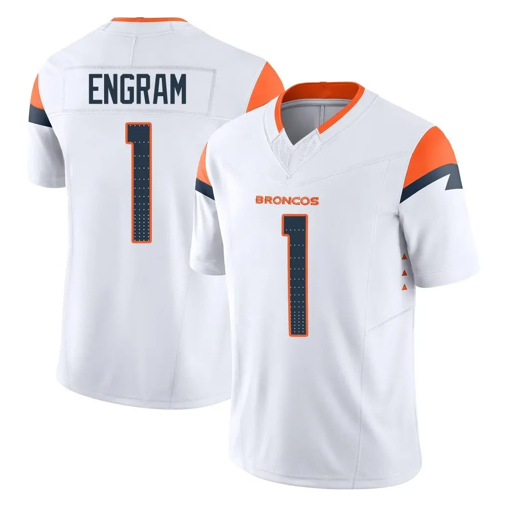 Seanshop D.Broncos #1 Evan Engram Player White Limited Vapor F.U.S.E. Home Game Stitched Jerseys