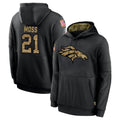 Seanshop D.Broncos #21 Riley Moss Player Black Salute to Service Pullover Hoodies Limited Stitched Jerseys