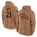 Seanshop D.Broncos #21 Riley Moss Player Brown Salute to Service Hoodies Limited Game Stitched Jerseys