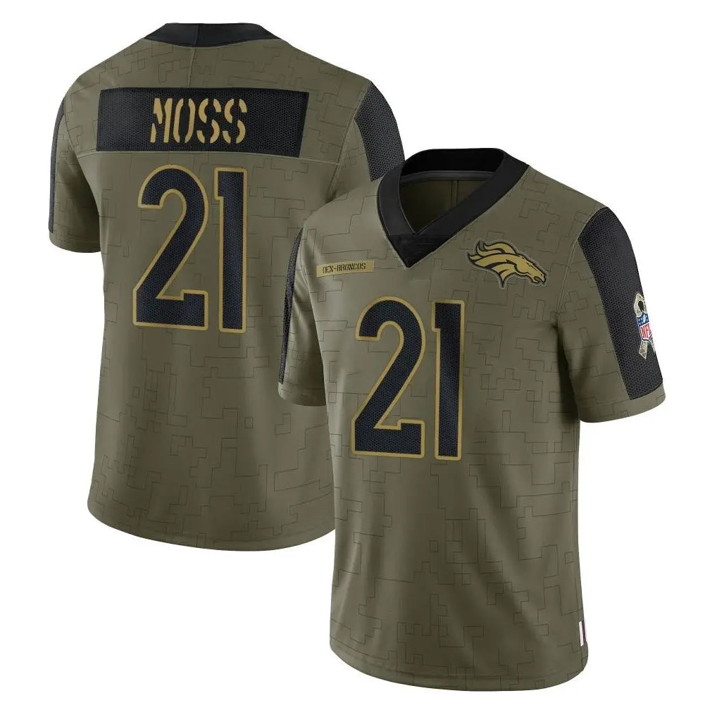 Seanshop D.Broncos #21 Riley Moss Player Olive Salute To Service Limited Game Stitched Jerseys