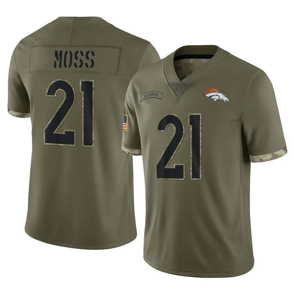 Seanshop D.Broncos #21 Riley Moss Player Olive Salute To Service Limited Stitched Jerseys
