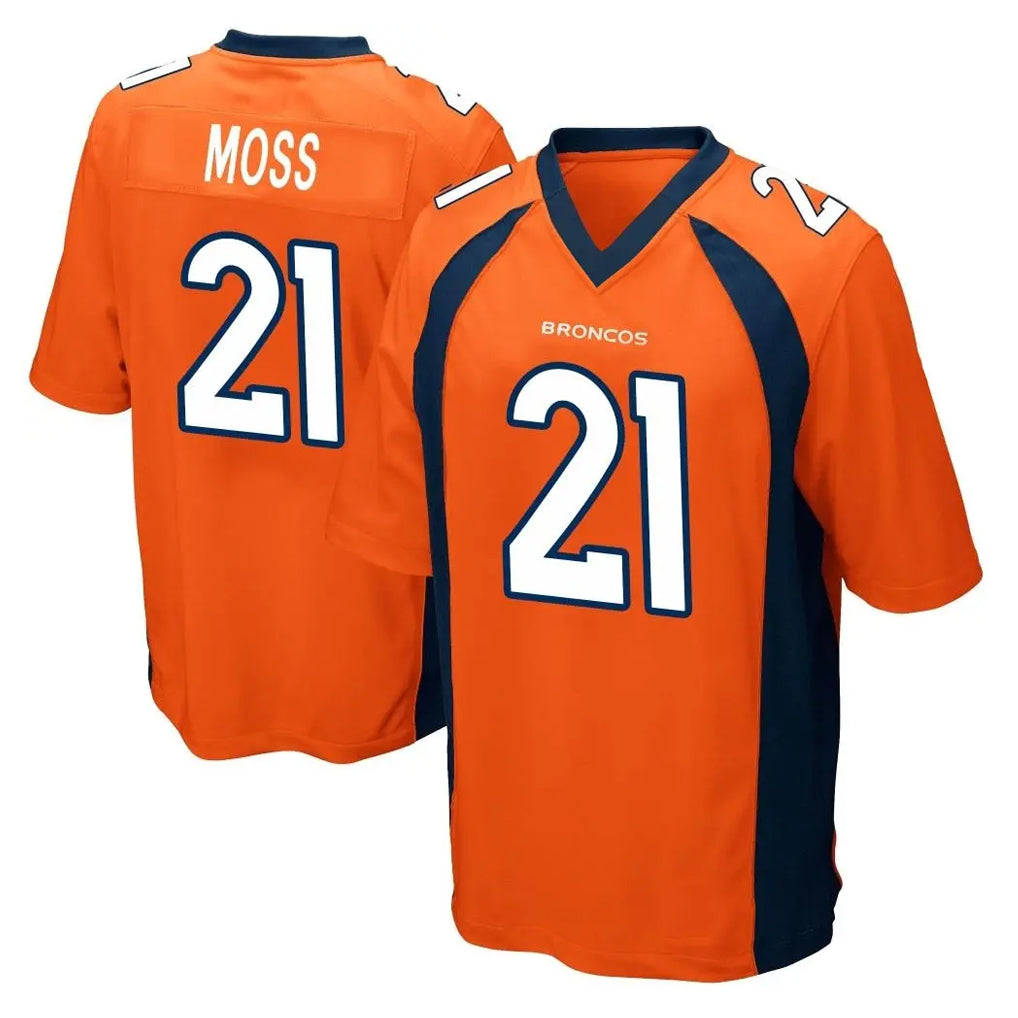Seanshop D.Broncos #21 Riley Moss Player Orange Color Home Game Stitched Jerseys
