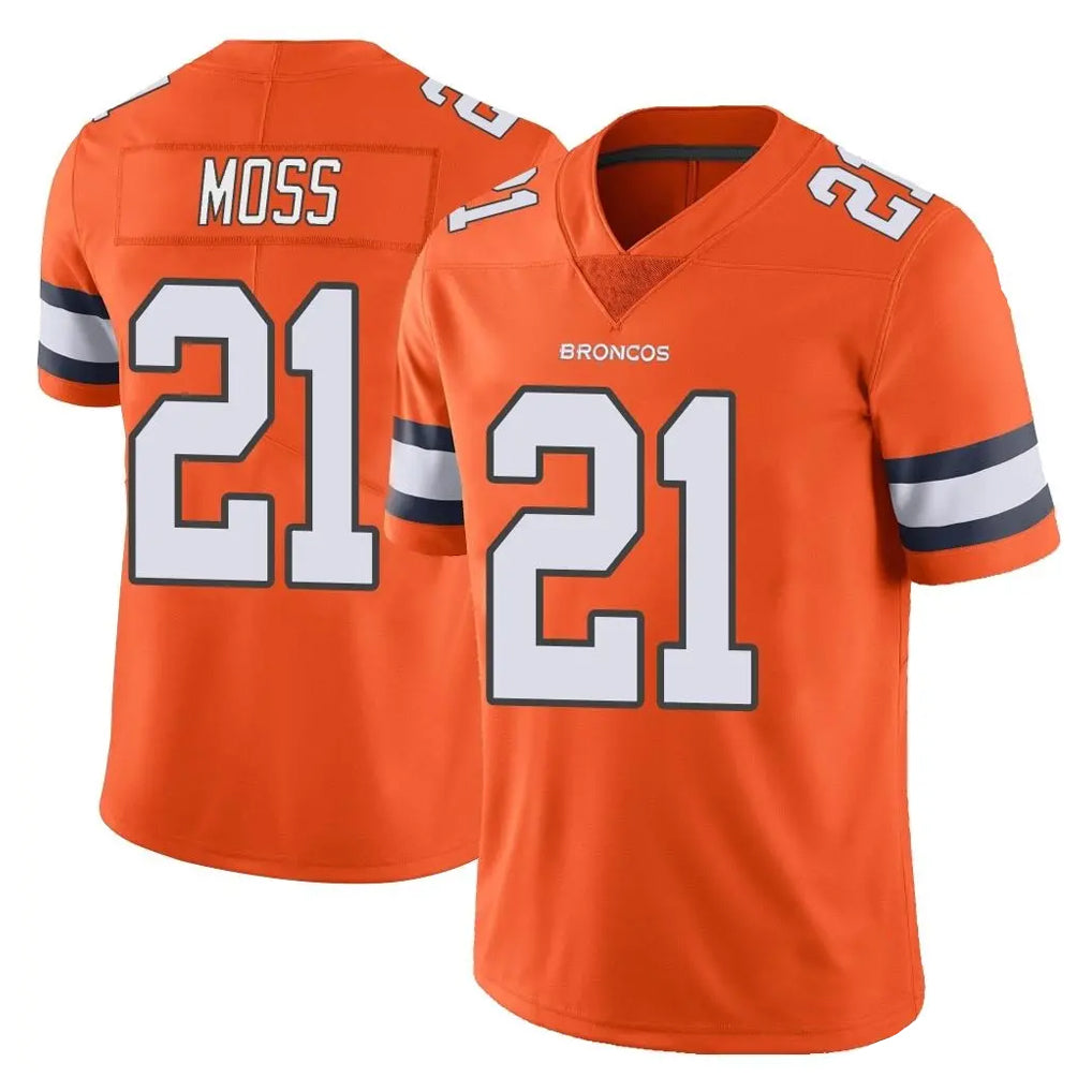 Seanshop D.Broncos #21 Riley Moss Player Orange Vapor Untouchable Limited Home Game Stitched Jerseys