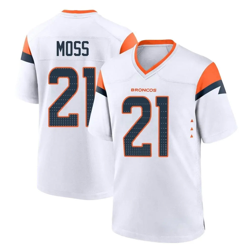 Seanshop D.Broncos #21 Riley Moss Player White Home Game Stitched Jerseys