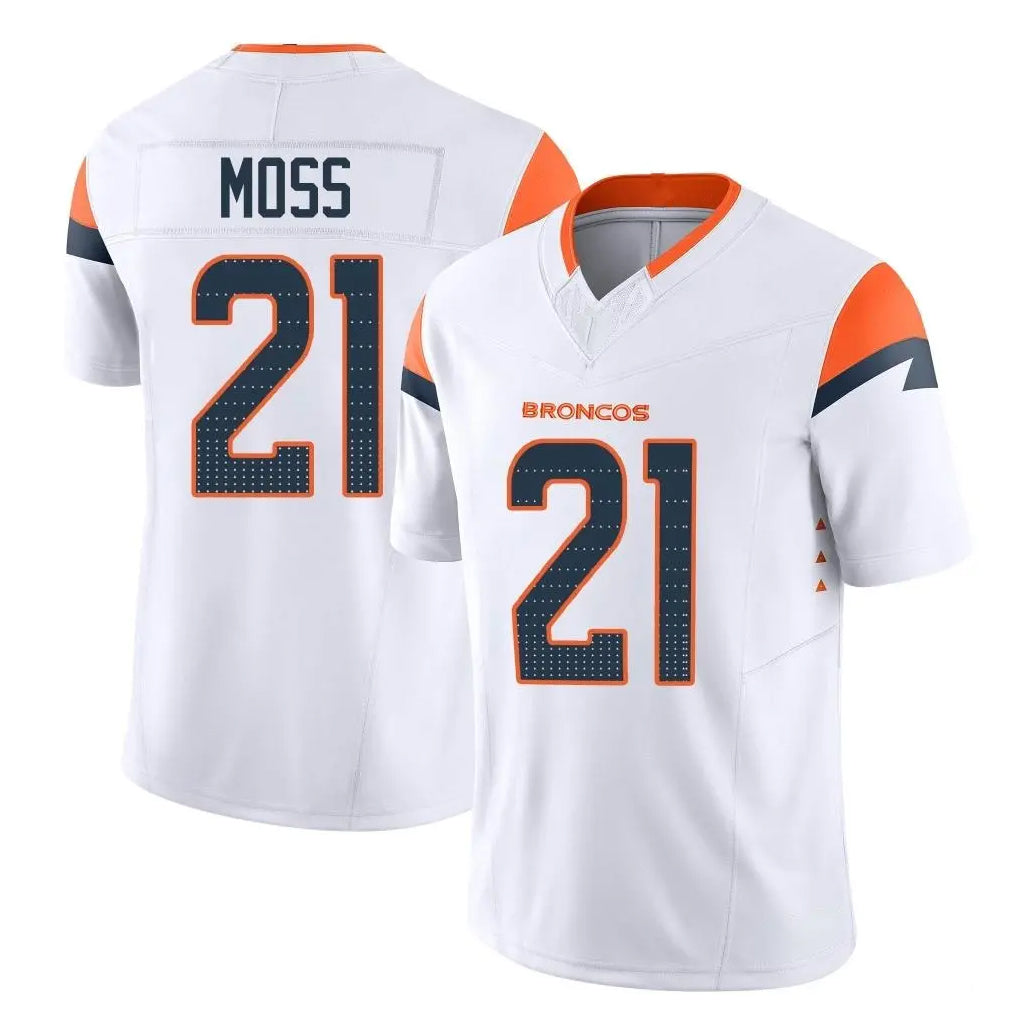 Seanshop D.Broncos #21 Riley Moss Player White Limited Vapor F.U.S.E. Home Game Stitched Jerseys