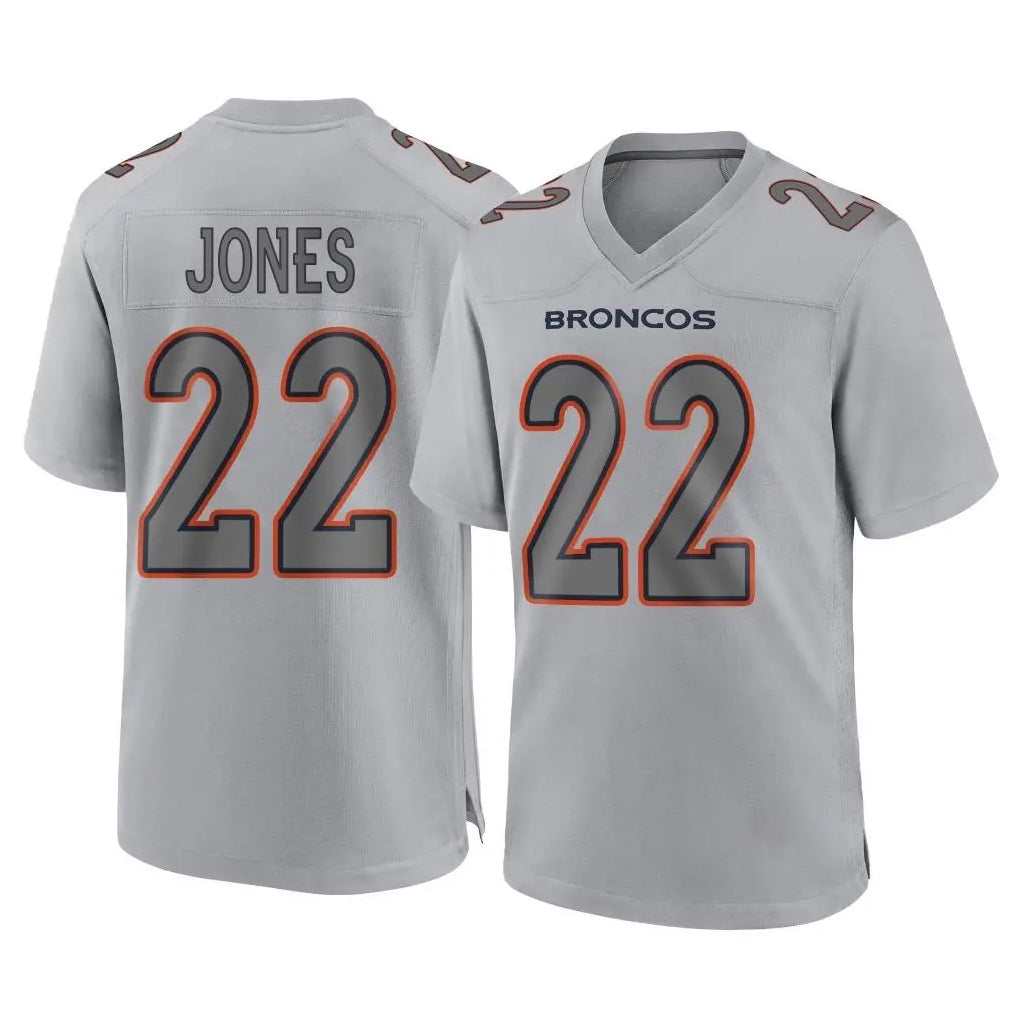 Seanshop D.Broncos #22 Brandon Jones Player Gray Atmosphere Fashion Limited Game Stitched Jerseys