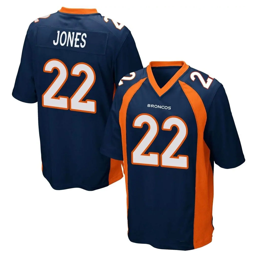 Seanshop D.Broncos #22 Brandon Jones Player Navy Game Stitched Jerseys