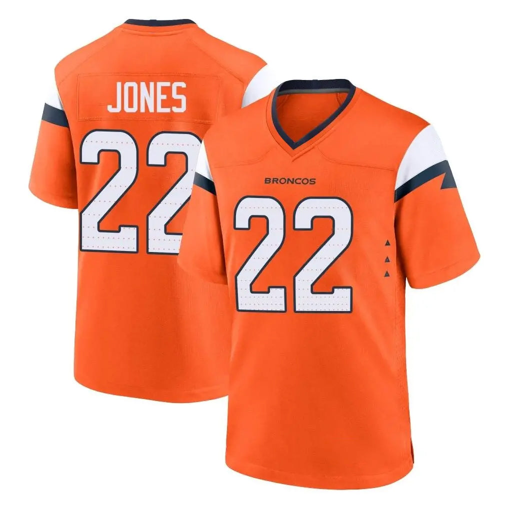 Seanshop D.Broncos #22 Brandon Jones Player Orange Home Game Stitched Jerseys