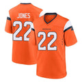 Seanshop D.Broncos #22 Brandon Jones Player Orange Home Game Stitched Jerseys