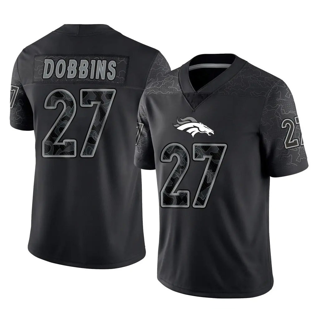 Seanshop D.Broncos #27 J.K. Dobbins Player Black Reflective Limited Stitched Jerseys